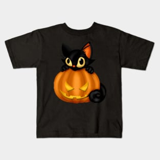 Black cat pumpkin Halloween Costume gift for men women kids Black Cat Lovers Halloween Costume Kids T-Shirt